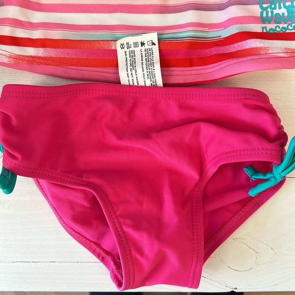 NWT Rococo Stripe Ribbon Triangle Bikini Kids - Picture 4 of 5